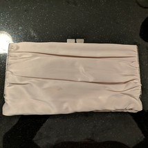 LULU TOWNSEND Satin Evening Clutch/Shoulder Bag w/Chain or Cord Beige Ne... - $18.70