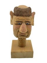 Vintage Carved Wood Monk Cork Bottle Stopper Beer Wine Artisan Folk Art - $410.07 MXN