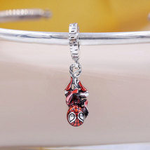 925 Sterling Silver Marvel Hanging Spider-Man Dangle Charm Bead - £13.58 GBP