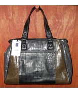LANCETTI Svana Nero/Multicolor Faux Leather Crocodile Embossed Satchel T... - $55.00