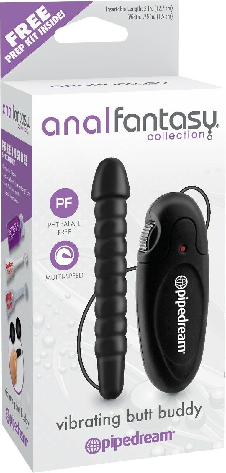 ANAL FANTASY VIBRATING BUTT BUDDY RIBBED BUTT PLUG - $23.75