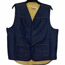 Roebucks Sears Western Wear Denim Fleece Vest Size Large Tall LT Blue Mens - £20.26 GBP
