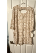 eci Women&#39;s Ivory Lined Dress Beige w Gold Floral Design Sz XL NWT - $44.53