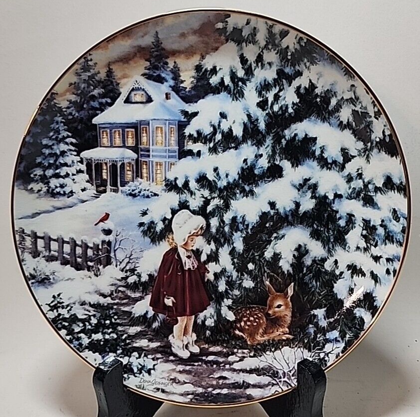 Vintage 8&quot; Noelle Plate by Dona Gelsinger Winter Wonderland #A423 - $24.74