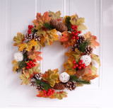 Christmas Wreath of Maple Leaves And Pine ConesHome Wedding Garden Party Decor