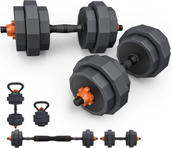 Dumbbells Set, 44LB/55LB/66LB Free Weights with 4 Modes, Mutiweight Dumbbell/Bar - £198.99 GBP