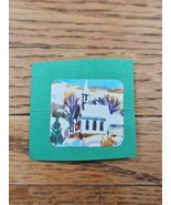 Vintage Postal Seal Christmas Church/White Church Backed to Paper - $0.99