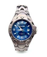 Sharp Men&#39;s Watch 40mm Blue Dial Gunmetal Band SHP2084 Water Res 100 FT - $29.70