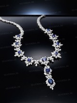 21Ct Pear Cut Simulated Sapphire Women&#39;s Drop Necklace 925 Sterling Silver - $395.99