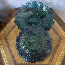 Vintage Teal Blue Federal Plate Pair Of Medium And Large Federal Glass B... - £58.50 GBP