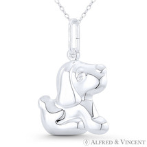 Sitting Puppy Dog Animal Beagle 925 Sterling Silver Hollow Reversible 3D Pendant - £17.45 GBP+