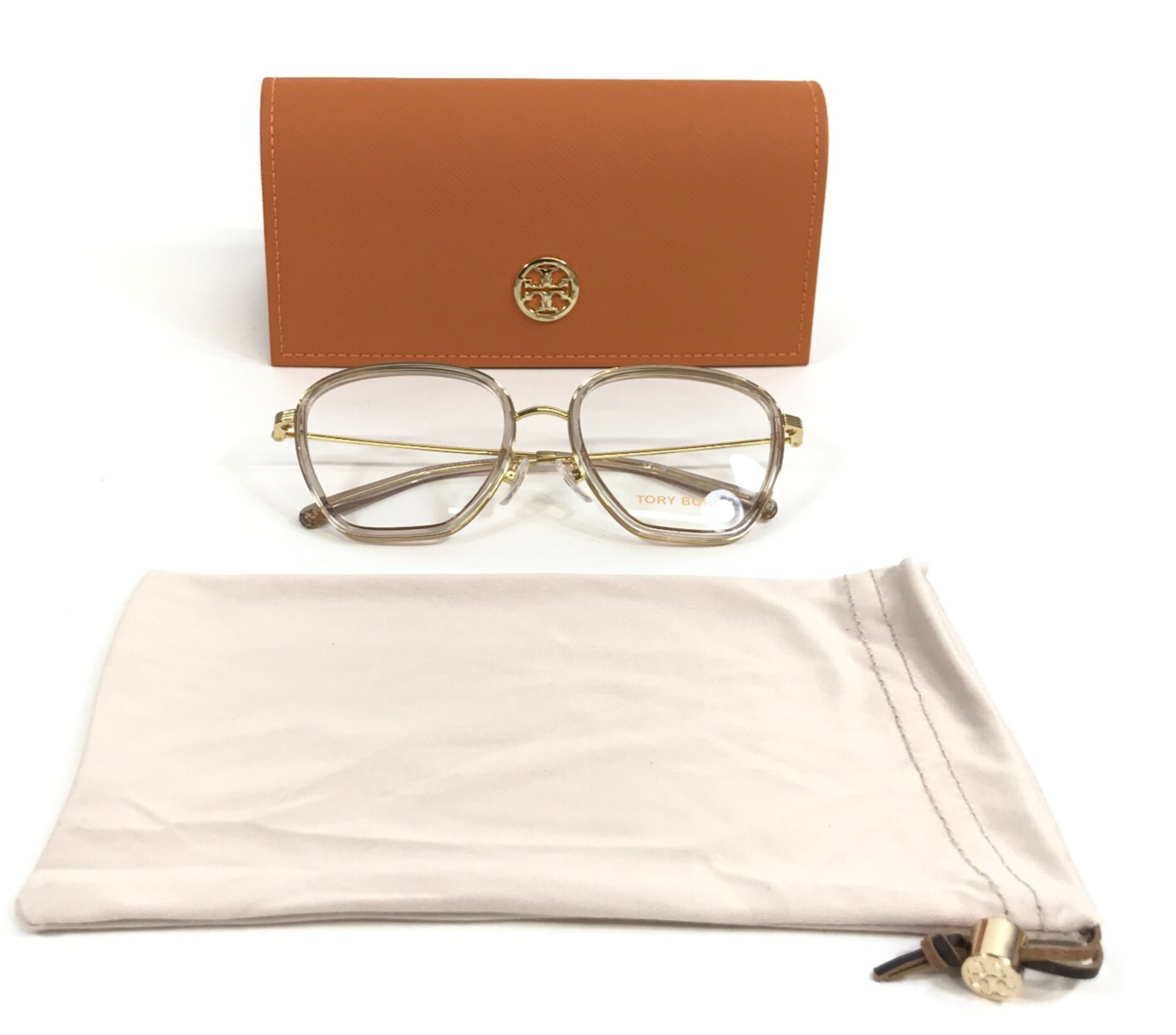 Tory Burch Eyeglasses Frames TY1081 1821 Clear Gold Butterfly Full Rim 5... - $79.19