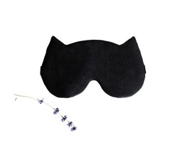 Black cat sleep mask, Spa Relax PJ Travel mask, Funny Sleep lover gift, ... - £12.78 GBP