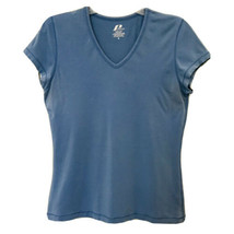 Pro Spirit Vintage 1990&#39;s Womens M Blue V-Neck Short Sleeve Cotton T-Shirt Y2K - $12.95