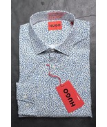 Hugo Boss Men&#39;s Kenno Slim Fit Blue/White Floral Print Cotton Dress Shir... - $136.89 CAD