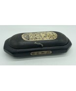 Vintage Chinese Carved Wood &amp; Scrimshaw Glasses Trinket Box - £47.16 GBP