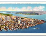 Aerial View Downtown Business District San Francisco CA UNP Linen Postca... - $4.04