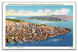 Aerial View Downtown Business District San Francisco CA UNP Linen Postcard H23 - £3.17 GBP