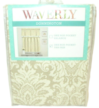 Waverly Donnington Damask Tier Curtain Set Kitchen Beige &amp; Cream 52X36 - £17.48 GBP