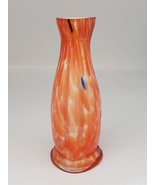 Vintage MCM Orange And White Swirl Case Glass Japan Bud Vase 6&quot; Tall - £18.59 GBP