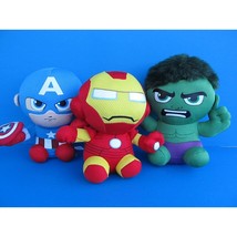 Marvel Avengers Plush lot Captain America Iron Man &amp; Hulk 7&quot; Ty Beanie Babies - £11.14 GBP