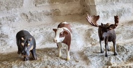 LOT OF 3 Schleich Hippopotamus Cow Moose  Animal Standing Figure - $24.19