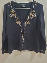 Pre-Owned, Black Cardigan BCBG MaxAzria With Hand Sewn Beads, Size L - $26.09