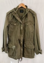 Aritzia Talula Trooper Cargo Jacket Women&#39;s Medium Olive Hooded Utility Chore - £31.07 GBP