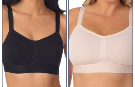 Cuddl Duds Intimates Cotton Set of 2 Lounge Bras - Soft Peach/Anthracite... - £20.70 GBP