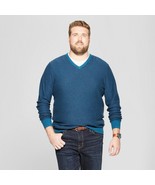 Men&#39;S Big &amp; Tall Striped Long Sleeve V-Neck Sweater - &amp; Co Blue 5Xb - £33.68 GBP