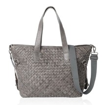 Gray Weaved Genuine Leather Tote Bag (13x5x11.5 in)   #PW298  BRAND NEW!! - $99.74