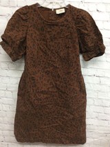 Universal Thread Womens Shift Dress Brown Leopard Print Zip Crew Denim 4... - £5.53 GBP