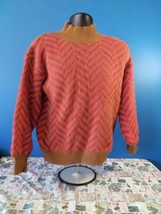 Entro Zig Zag Fuzzy Woman&#39;s Sweater Size M Red And Brown  - £8.03 GBP