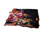Global and Vine Scarf Black Floral Shawl 40 &quot; by 74 inches NWT - £16.79 GBP