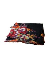 Global and Vine Scarf Black Floral Shawl 40 &quot; by 74 inches NWT - £16.50 GBP