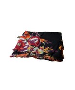 Global and Vine Scarf Black Floral Shawl 40 &quot; by 74 inches NWT - £16.55 GBP