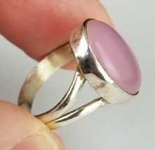 sterling silver ring ladies pink gemstone SIZE 6 ESTATE SALE button - $34.99