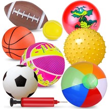 Balls For Kids, Toy Balls For Toddlers 1-3,Set Of 8 Sport Toys With Pump /Beach  - £30.27 GBP
