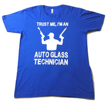 Auto Glass Technician T Shirt Funny T Shirt Royal Blue Men&#39;s Size Large - $5.96