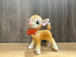 Vintage Napco Kitsch Anthropomorphic Deer Fawn Bowtie Figurine - $37.61