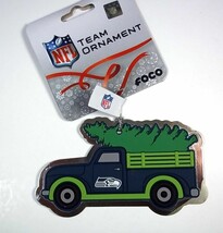 Seattle SEAHAWKS pickup truck with tree Christmas metal team ornament NE... - $8.50