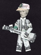 ALEXANDER HAMILTON w/Baseball Cap playing Guitar Dollar Origami - Money Presiden - £47.09 GBP