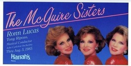 The McGuire Sisters Harrah&#39;s Reno Nevada Postcard 1985 Ronn Lucas - £8.62 GBP