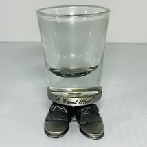 Fort Pewter And Glass Shot Glass With Saying &quot;A Great Shot&quot;  Golfing Shoes 3&quot; - £7.83 GBP