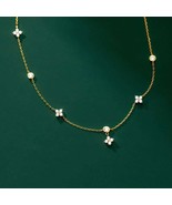 fashion fine jewelry 925 sterling silver geometric four leaf flower roun... - £25.79 GBP