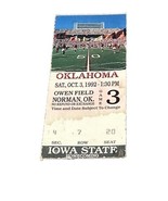 1992 Iowa St. Cyclones @ Oklahoma Sooners Football Ticket Stub Oct 3. Ho... - $280.80 MXN
