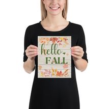 Hello Fall Maple Leaves Poster | Prints for Home Farmhouse Kitchen Living Room D - £15.38 GBP+