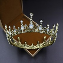Rhinestone Queen King Tiara Crown Bridal Crystal Crown Wedding Bride Hair Jewelr - £22.39 GBP