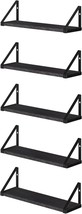 Black Bookshelf Set Of 5 From Wallniture Ponza, 17&quot; Floating Shelves For... - $708.86 MXN