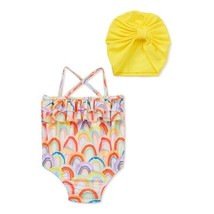 Wonder Nation™ ~ 3-6 Months ~ One (1) Piece Rainbow Swimsuit + Turban ~ ... - £11.76 GBP